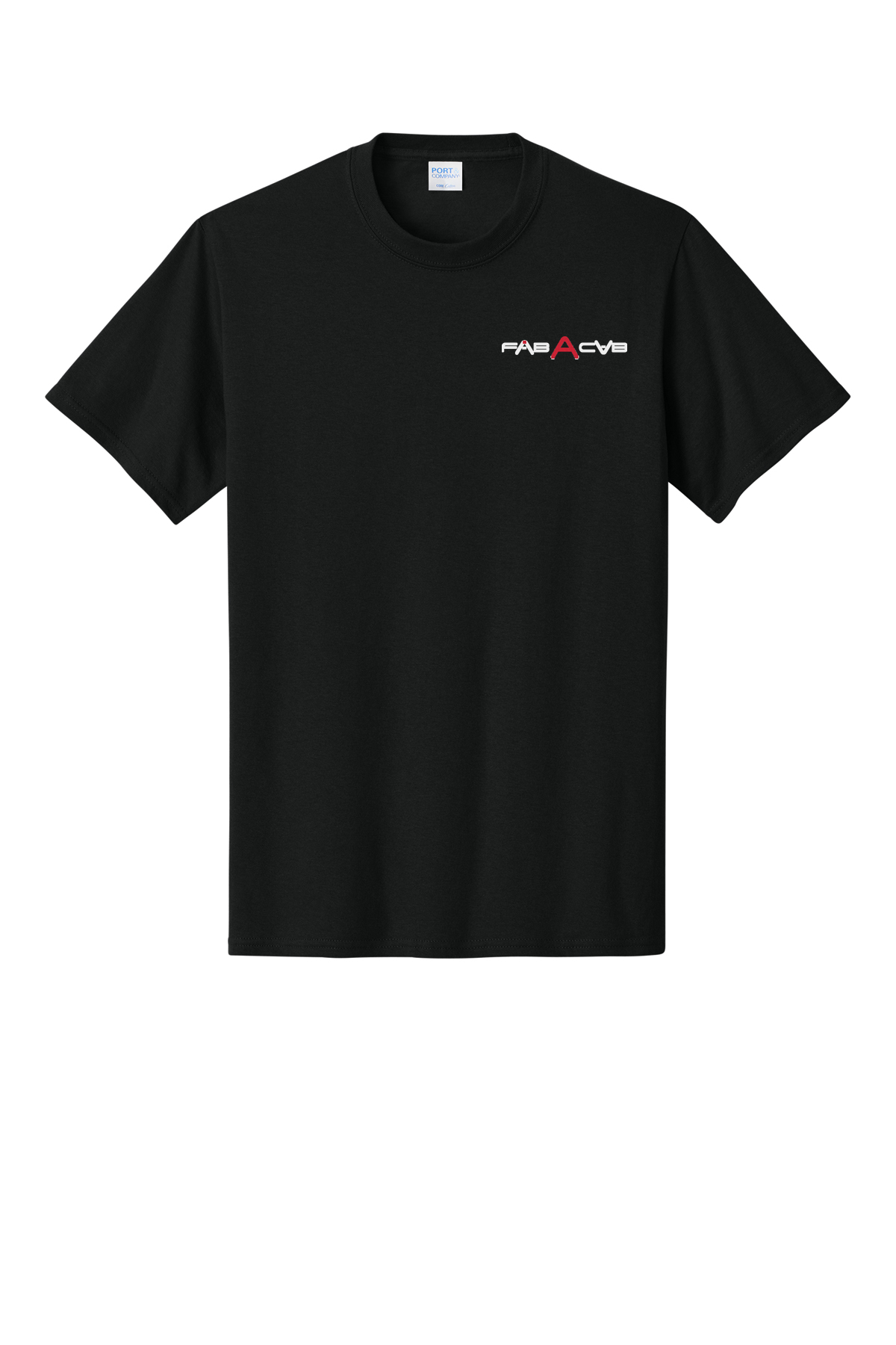 Port & Company Core Cotton Tee decorated with the FabACab logo